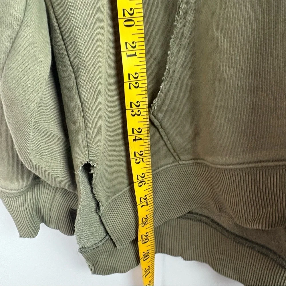 Aerie Barefoot Hoodie Oversized V Neck Green Sweatshirt Sweater Distressed XS - Picture 6 of 8